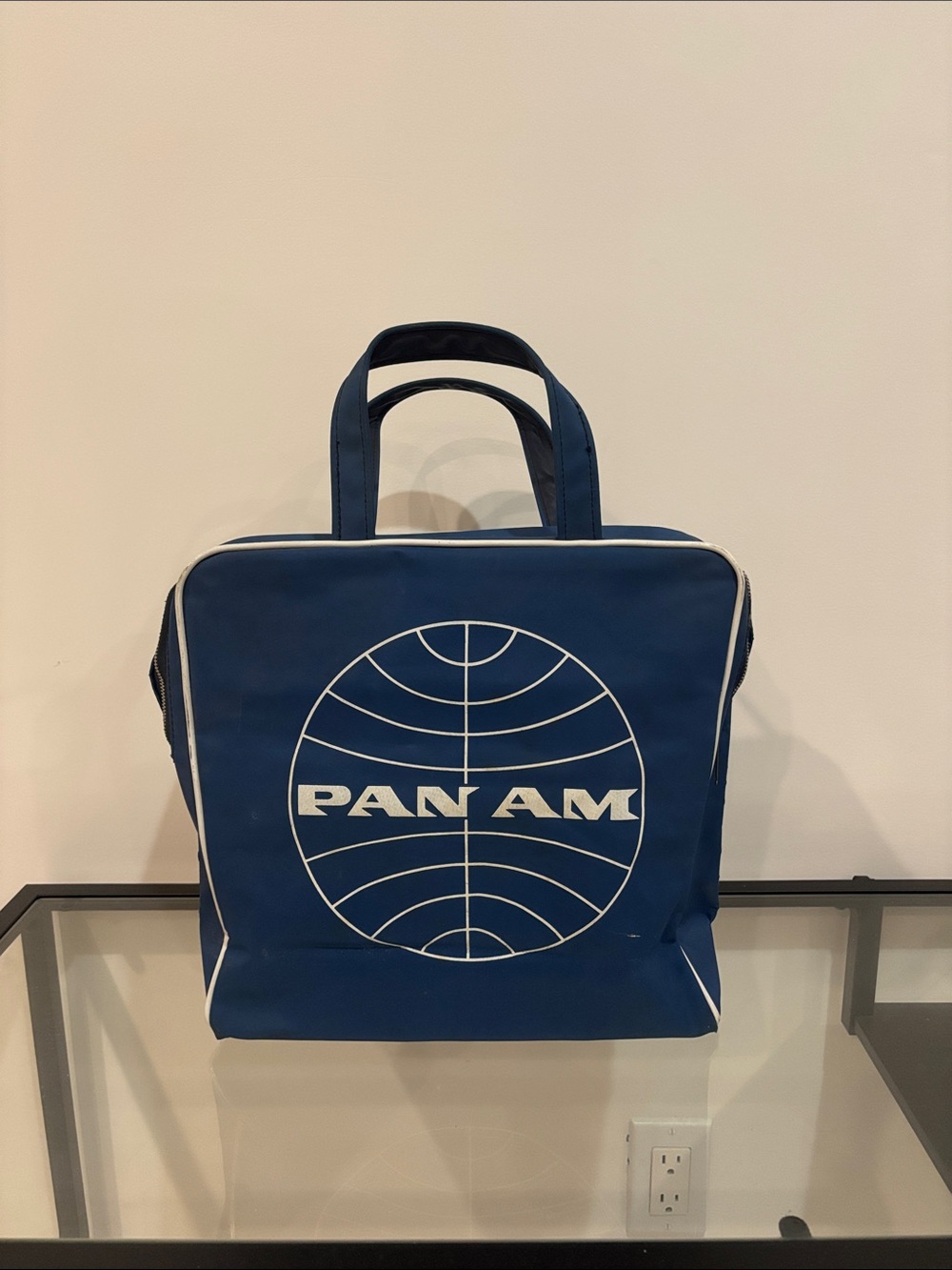 Vintage Pan Am Navy Travel Tote with Top Handles